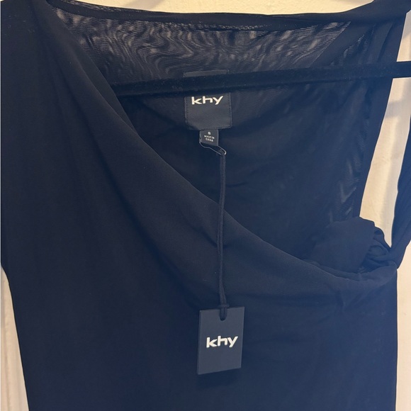 NWT KHY Black Mesh Stretch Twist Maxi Dress - Picture 9 of 10